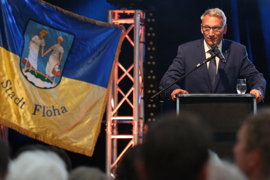 Oberbürgermeister Volker Holuscha hielt am Abend eine Festrede. Foto: Stadtverwaltung Flöha/ Erik Frank Hoffmann