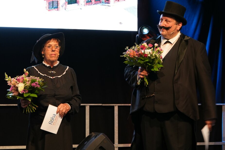 Verena Kermes und Thomas Kühn schlüpften in die Rollen von Marie Magdalene Clauß und Ernst Stephan Clauß. Foto: Stadtverwaltung Flöha/ Birgit Pestel
