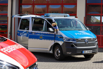 Die Polizei war auf dem Feuerwehrfest mit einem Stand vertreten. Foto: Stadtverwaltung Flöha/ Erik Frank Hoffmann